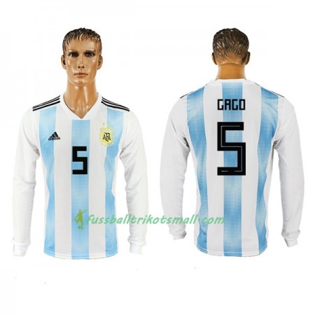 Fußballtrikots Argentinien Gago 5 WM 2018 Langarm Heimtrikotsatz kaufen